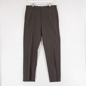 Zanella Nordstrom Todd Brown Wool Flat Front Mid Rise Dress Pants 35/32 Lined Pa